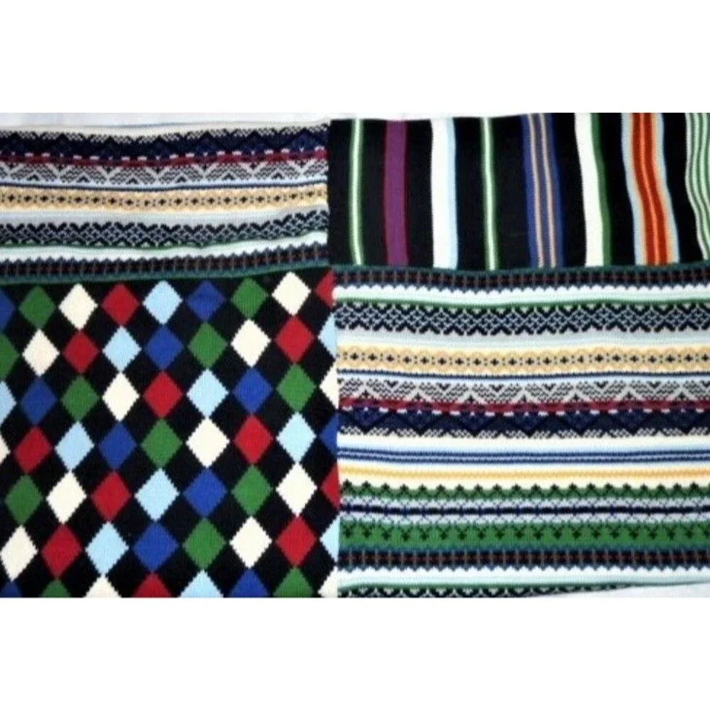 Baby Gap Fair Isle Crazy Stripe Diamond Fleece Knit Knitted Sweater Boy Blanket